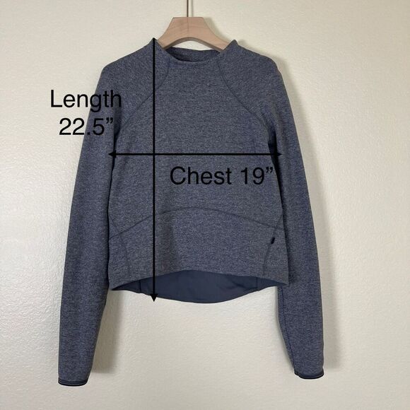 Lululemon Women Size 8 Heathered Slate Hill And Valley Mock Neck Sweater Outdoor - Picture 5 of 15